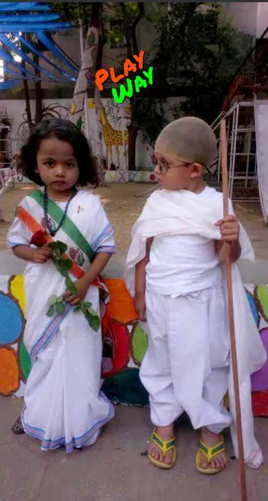 Two children in Independence Day costumes