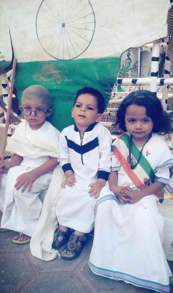 Three children dressed for Independence Day