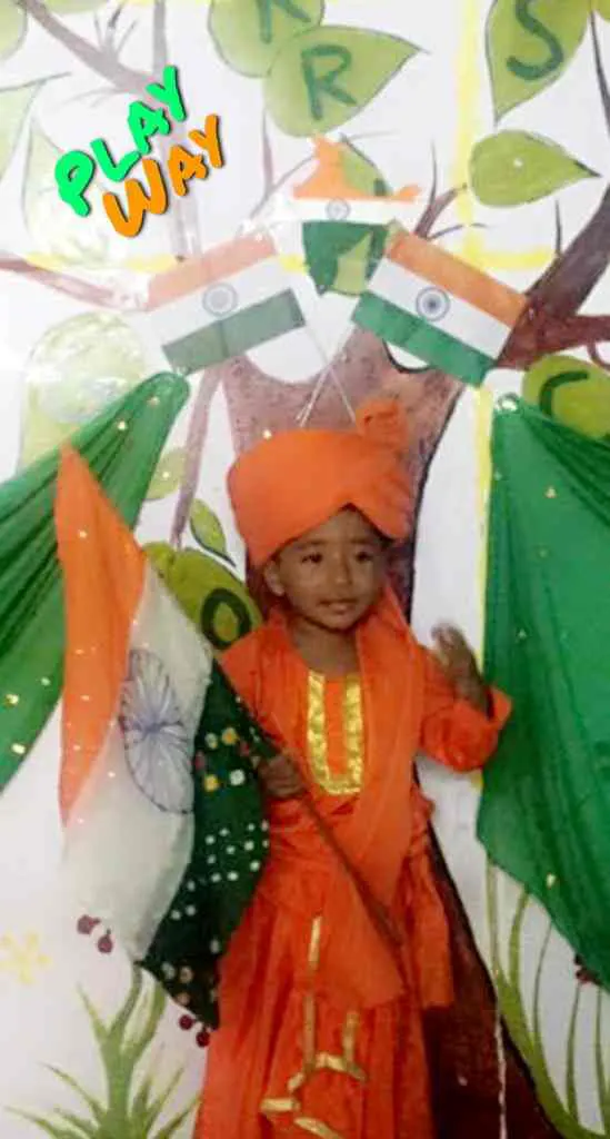 Boy dressed in tricolour for Independence Day
